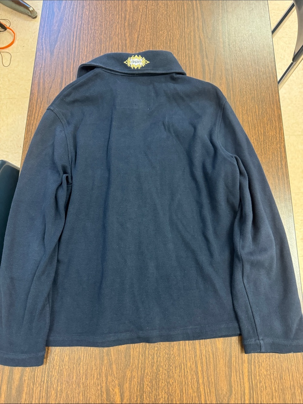 St. John Navy Polo with Gold Crest Embroidery - Picture 3 of 4